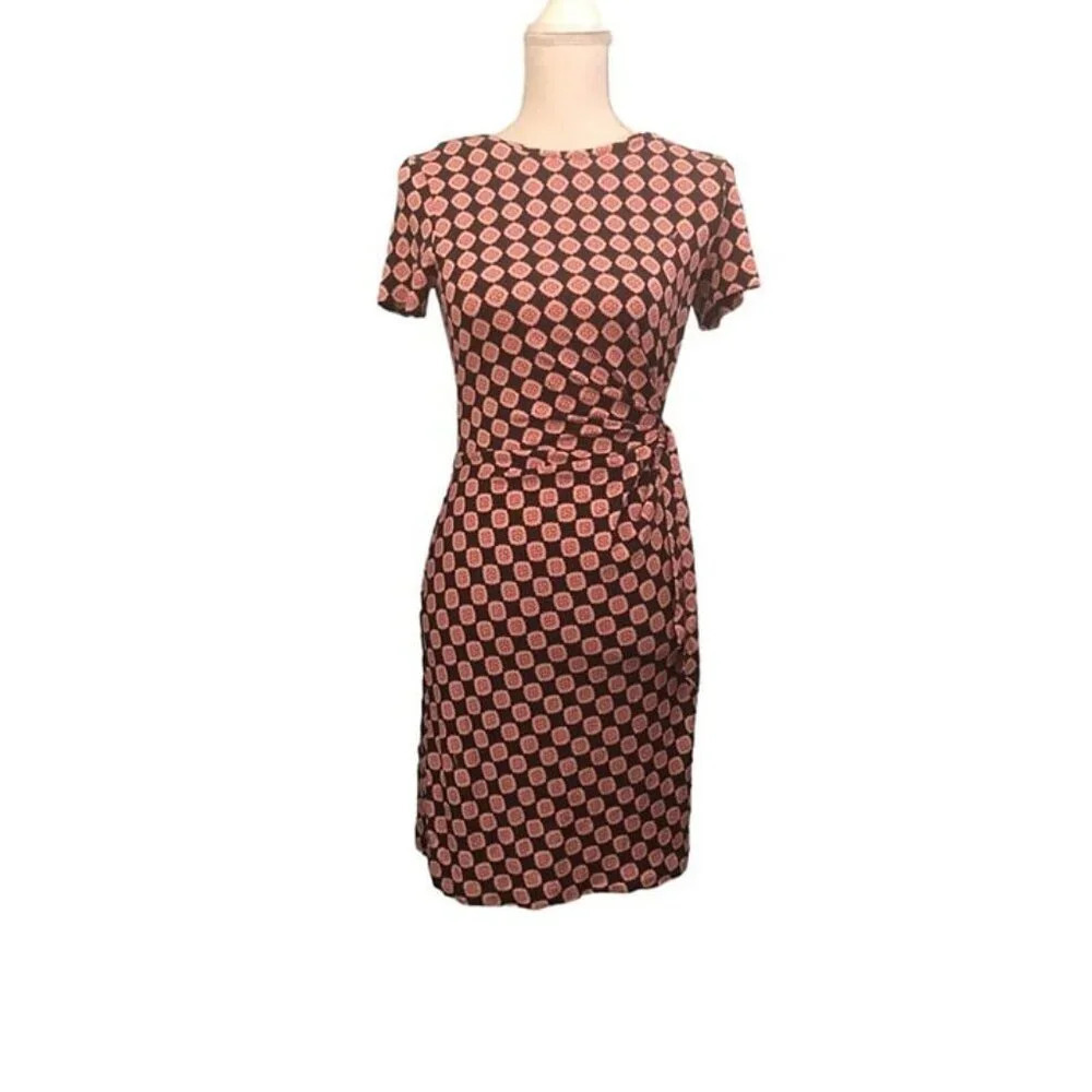 DIANE von FURSTENBURG DVF Sz 6 Women's Black Red Faux Wrap Belted Dress